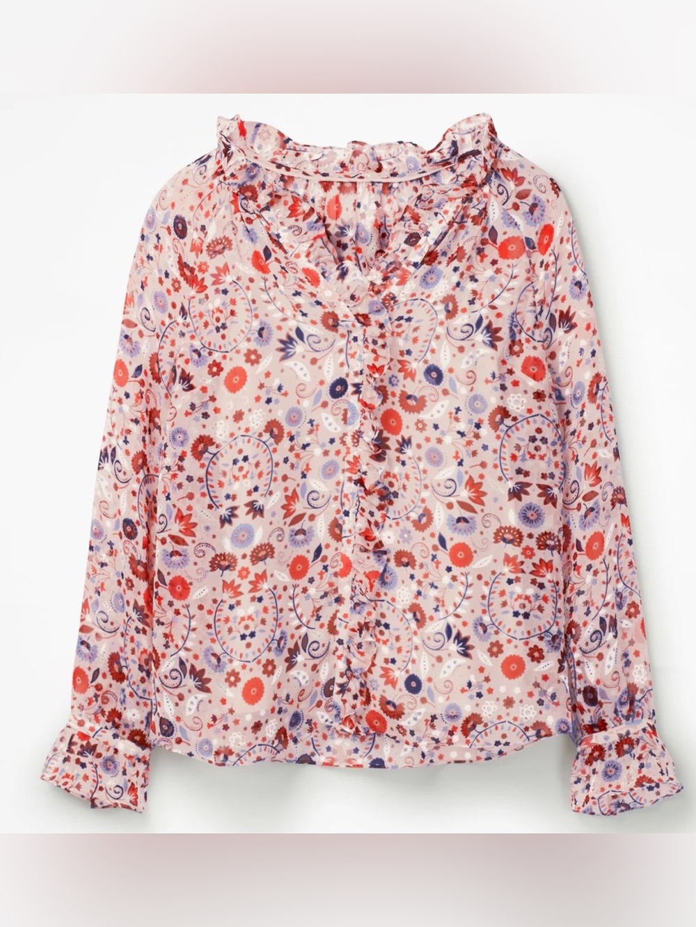 Boden Stephanie silk blouse in a mottled rose pattern.  Size US10